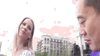 Kiara Night picked up and pounded by a Russian man in public after a steamy exchange