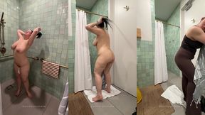 shower cam! squeaky clean after hot yoga with dani