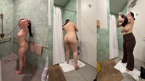 shower cam! squeaky clean after hot yoga with dani
