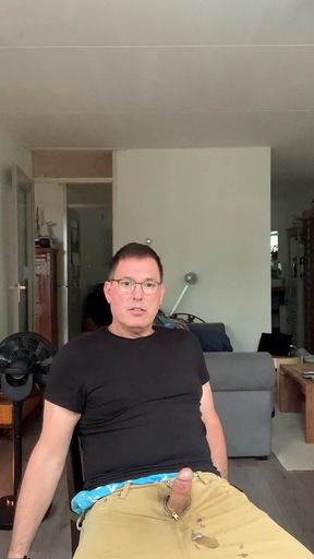 Jerking off at Home, I Cum on My Jeans, Sagging in My Ae Boxers.