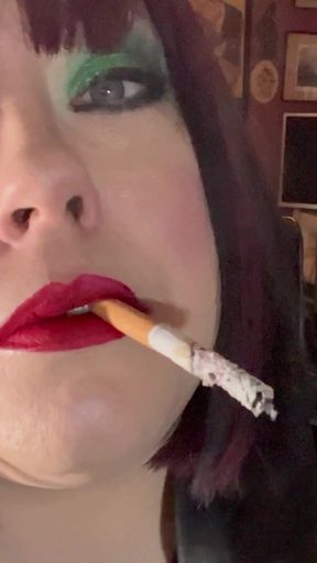 Unforgettable moment from &quot;Clad In Leather Coat &amp; Gloves Tina Snua Smokes A Cigarette For You Smoking Fans! Gloves Domme&quot;