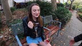 POV threesome with cute pale brunette Kylie Green