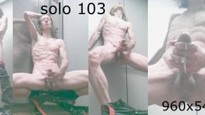 Heteroflexible K solo V103: thin fit muscular hung older twunk hotel elevator nudity and masturbation