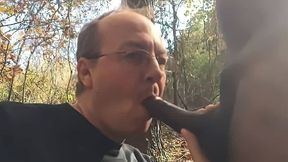 Brad sucks cock in the woods