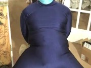 Bondage and gag wearing blue spandex (1K view)