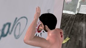 Animated 3D Gay Porn - Handsome Man Sucking Dick Through Glory Hole in Men's Toilet