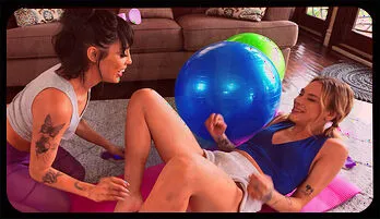 Lesbian Workout Surprise: Vibrator & Dildo Play Clear video