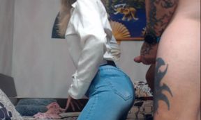 jeans, belt fetish, blowjob, dry humping, cum on belt