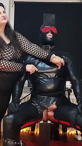 Latex Clad Stud Milked Hard by Busty Domme Tease