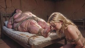 Gorgeous Girl Licks Dirty Feet of Ugly SSBBW with Disgust