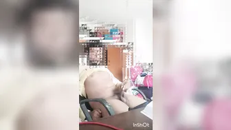Indian student jerks off big cock at study desk