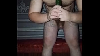 Gay man masturbates with a huge dildo in his ass! Dirty gay licked dildo after ass!