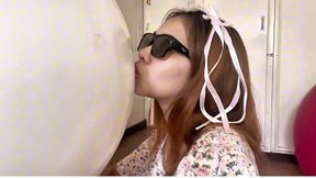 girl kissing balloons LOONERKITTYROLL