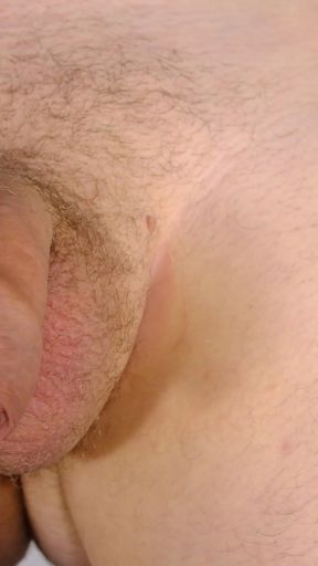 Flaccid penis close up hands free uncut cock throbbing, wobbling and  foreskin dropping on show   Clip 1