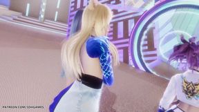 Mmd Kpop Demon Hunters - Huntrx - Golden Ahri Akali Kaisa Sexy Striptease League of Legends Hentai Uncensored 4K 60fps