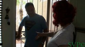 Big Tit Redhead Shows Her Naughty Outfit To the Handyman ( PART 1 )