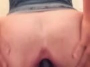 Anal Dildo Ride in Restroom
