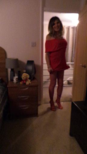 Cute Red dress and fishnets x