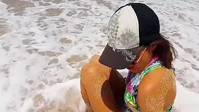 Sandy Ass N But Plug Adventure At Public Beach