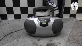 Working Radio under black Puma Sneakers