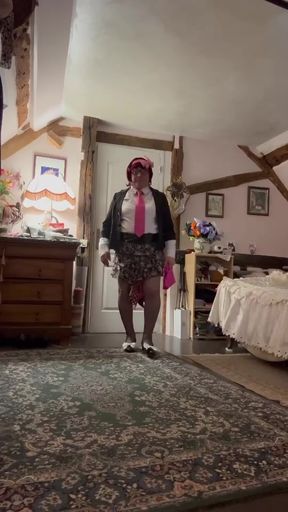 Dressed in a little floral skirt for the evening