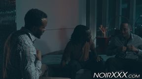 Business deal finishes up with threesome anal fucking