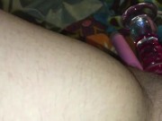 Tattooed Punk Girl Double Penetration With TOYS! Vibrator And Glass Dildo