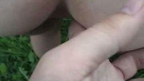 Quickie in the public park with my pale skin redhead GF