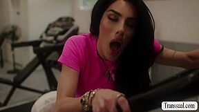 Busty Ladyboy Ariel Demure Anal Sex With Horny Bald Gym Buddy