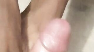 ebony sluts devils pedicure on white cock