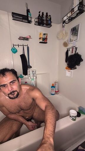 Bodybuilder Strokes Thick Cock After Workout in the Shower