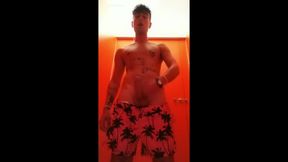 Slow Motion Amateur Vid Jerk off at a Waterpark Toilet - Bonus at the End: Sound of Dropping Cum