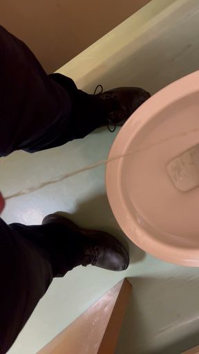 Quick piss in the only office toilet left the door open