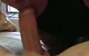 Blonde ladyboy sucks dick