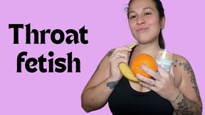 Throat fetish, swallowing fruit