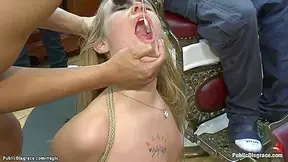 Tied Blonde Gangbang In Public