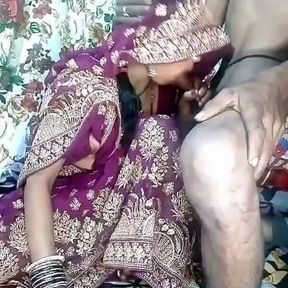 Newly wedded beautiful Bhabhi becomes bride by wearing a new saree I convinced Bhabhi to fuck me hard in Hindi Claire Vays