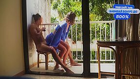 Balcony Shenanigans: Intense Hookup As Room Attendant Gets Wild