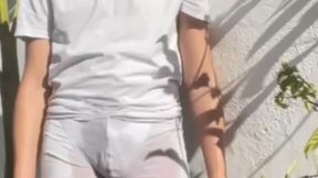 truth or dare : twink self-pissing - peeing in white undies