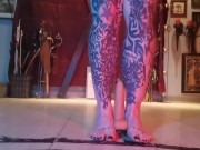 Using my feet to squeeze a rubber cock
