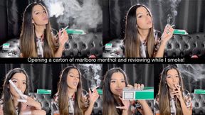 Opening a carton of marlboro menthol and reviewing