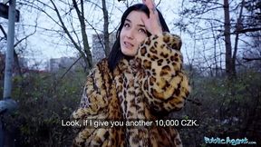 Petite French babe Francaise deepthroats and takes hardcore public sex