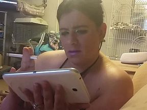 wife showing her natural 38ddd's while smoking