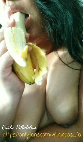 MILF Wife in Fetish Thong Masturbates with a Banana