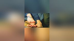 2for 1 Netflix Footjob Interrupted/ Slow Soft Red Toejob Till Cumshot