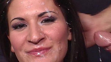 Good-looking slut goes wild at casting and gets a load of cum on her pretty face