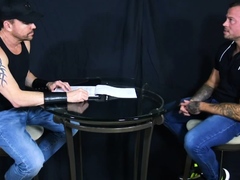 Blindfolded jock face fucked by tatted muscle stud