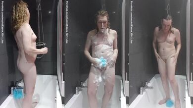 Wet petite milf Lisa Essex gets soapy in the shower POV