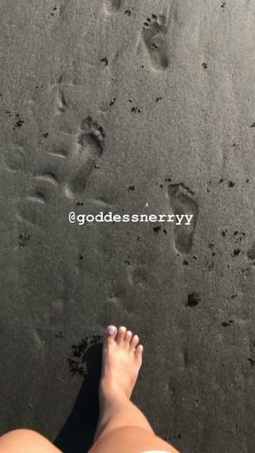 Walking on sand towards the sea. 👣