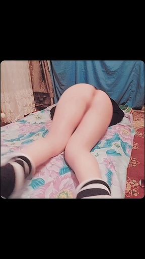 Nylon Shemale Mini Jeans Dress Sexy Legs Lady Boy Big Butt Big Ass Sissy Crossdresser